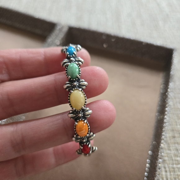 American West Sterling Multi Gemstone Cuff Bracelet - Picture 3 of 12